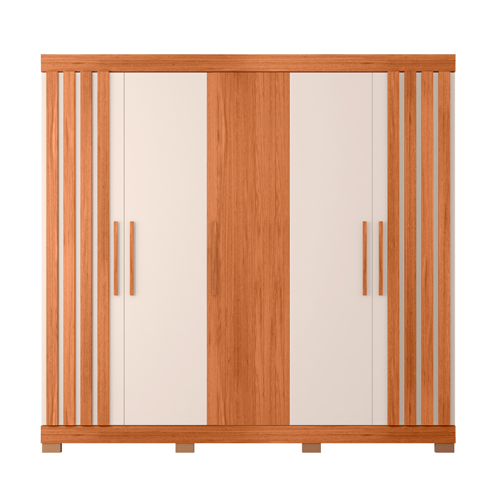Guarda-Roupa Casal Sophia 5 Portas 2 Gavetas Freijó e Off White