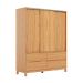 Guarda-Roupa Casal Square 3 Portas 4 Gavetas Madeira Maciça Natural Pine