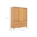 Guarda-Roupa Casal Square 3 Portas 4 Gavetas Madeira Maciça Natural Pine