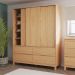 Guarda-Roupa Casal Square 3 Portas 4 Gavetas Madeira Maciça Natural Pine