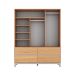 Guarda-Roupa Casal Square 3 Portas 4 Gavetas Natural Pine e Cool Grey