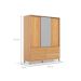 Guarda-Roupa Casal Square 3 Portas 4 Gavetas Natural Pine e Cool Grey