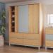 Guarda-Roupa Casal Square 3 Portas 4 Gavetas Natural Pine e Cool Grey