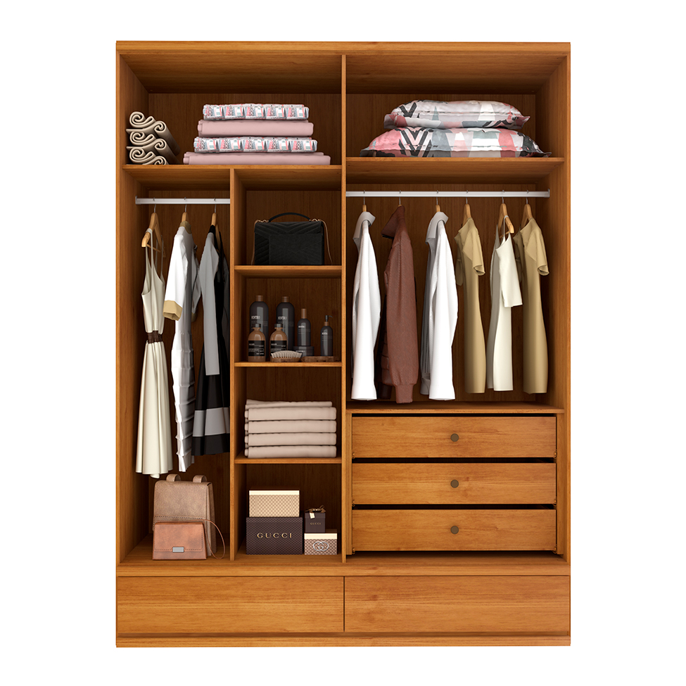 Guarda-Roupa Casal Stillus 4 Portas 5 Gavetas Cinamomo