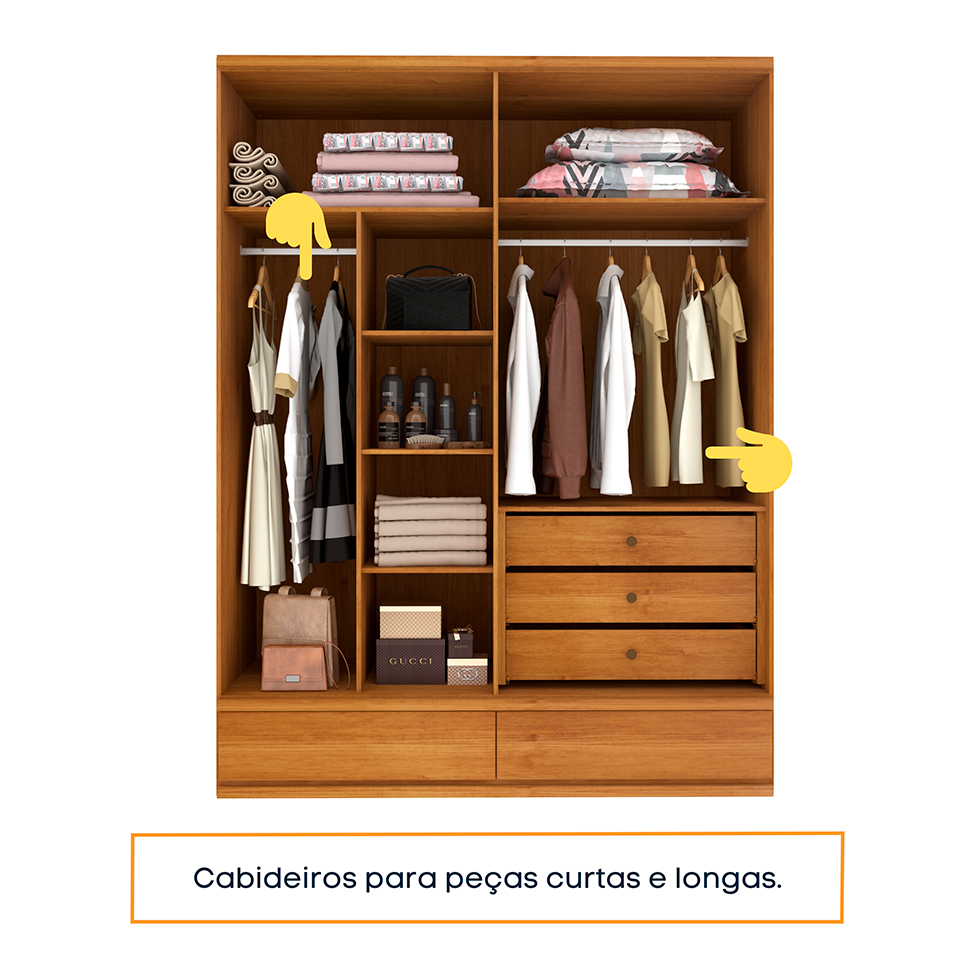 Guarda-Roupa Casal Stillus 4 Portas 5 Gavetas Cinamomo