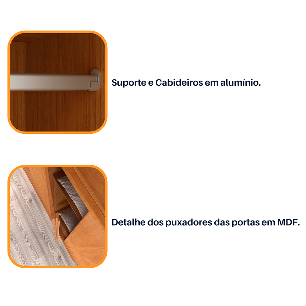 Guarda-Roupa Casal Stillus 4 Portas 5 Gavetas Cinamomo