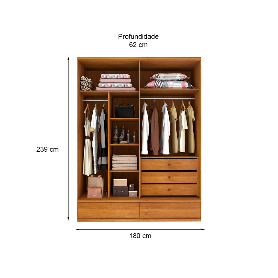 Guarda-Roupa Casal Stillus 4 Portas 5 Gavetas Cinamomo