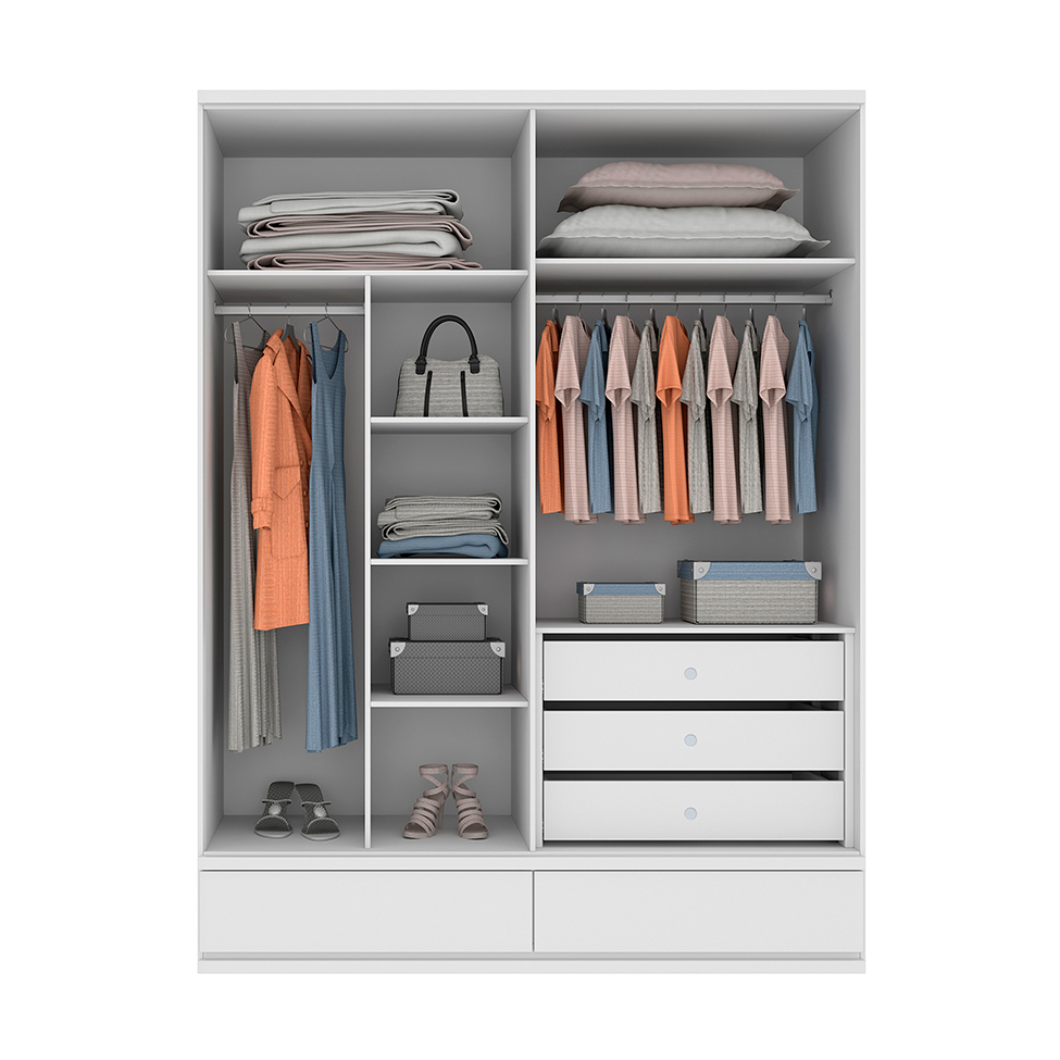 Guarda-Roupa Casal Stillus 4 Portas 5 Gavetas Neve