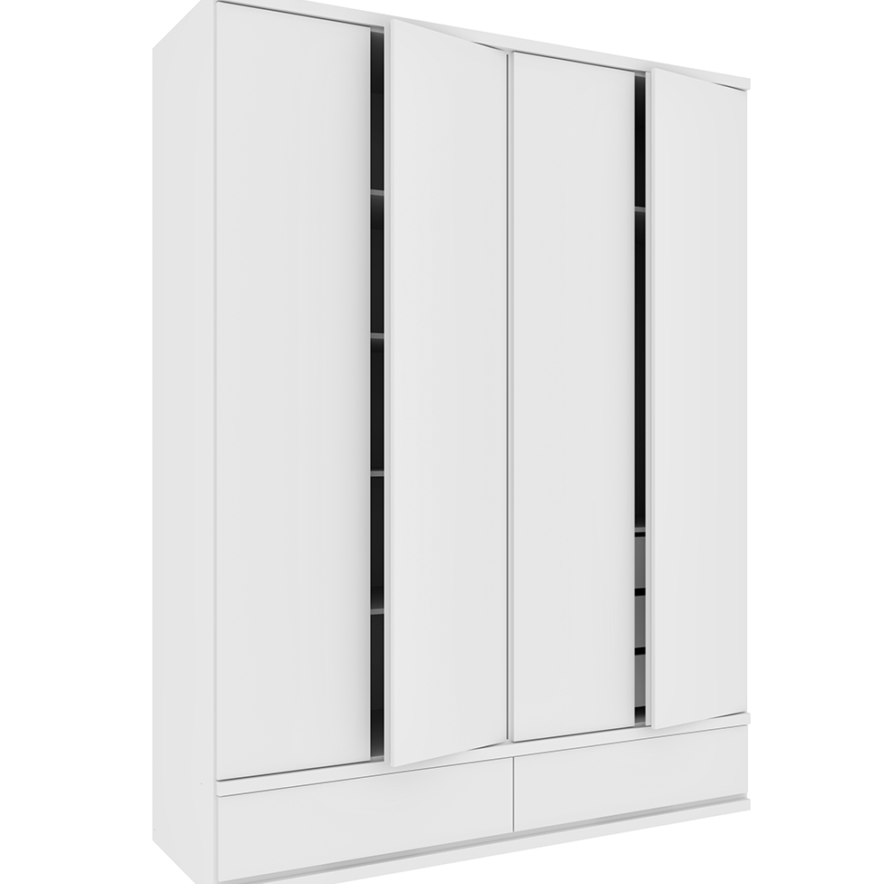 Guarda-Roupa Casal Stillus 4 Portas 5 Gavetas Neve