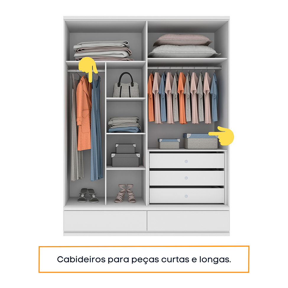 Guarda-Roupa Casal Stillus 4 Portas 5 Gavetas Neve