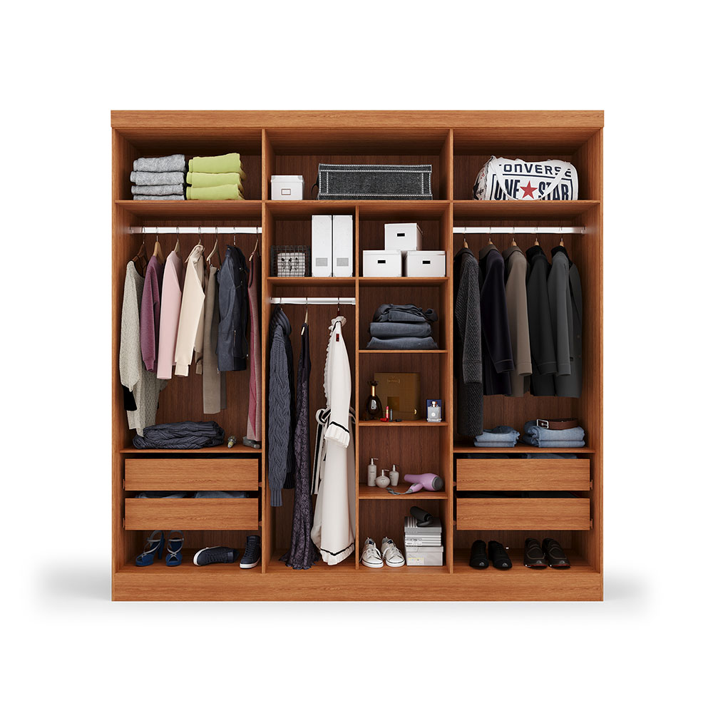 Guarda-Roupa Casal Supreme 6 Portas 4 Gavetas Freijó Wood e Off White