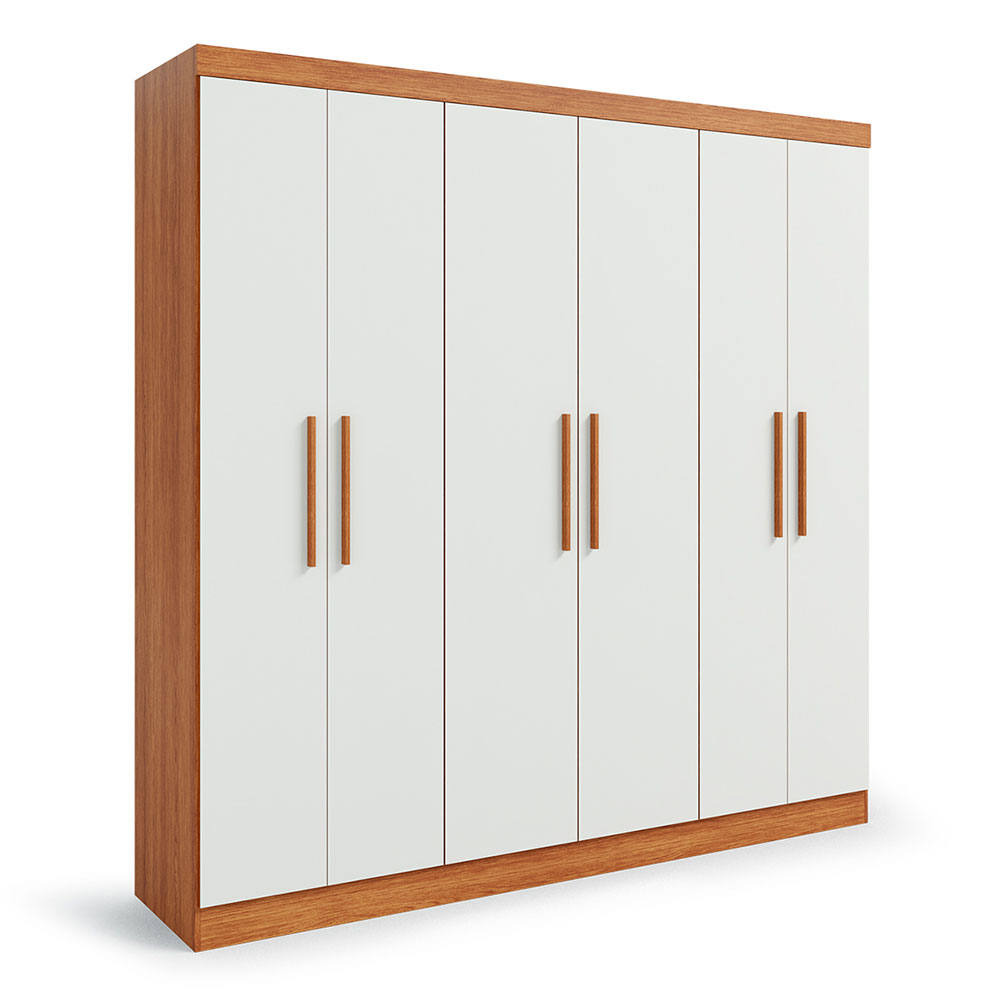 Guarda-Roupa Casal Supreme 6 Portas 4 Gavetas Freijó Wood e Off White