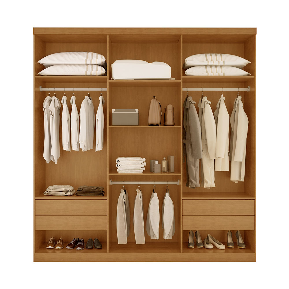 Guarda-Roupa Casal Torino 100% MDF 6 Portas 4 Gavetas Naturalle e Off White