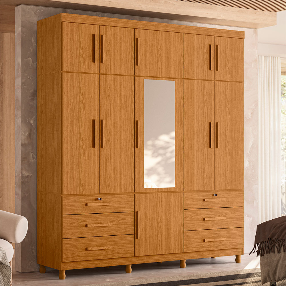 Guarda-Roupa Casal Triton 11 Portas 6 Gavetas Cinamomo