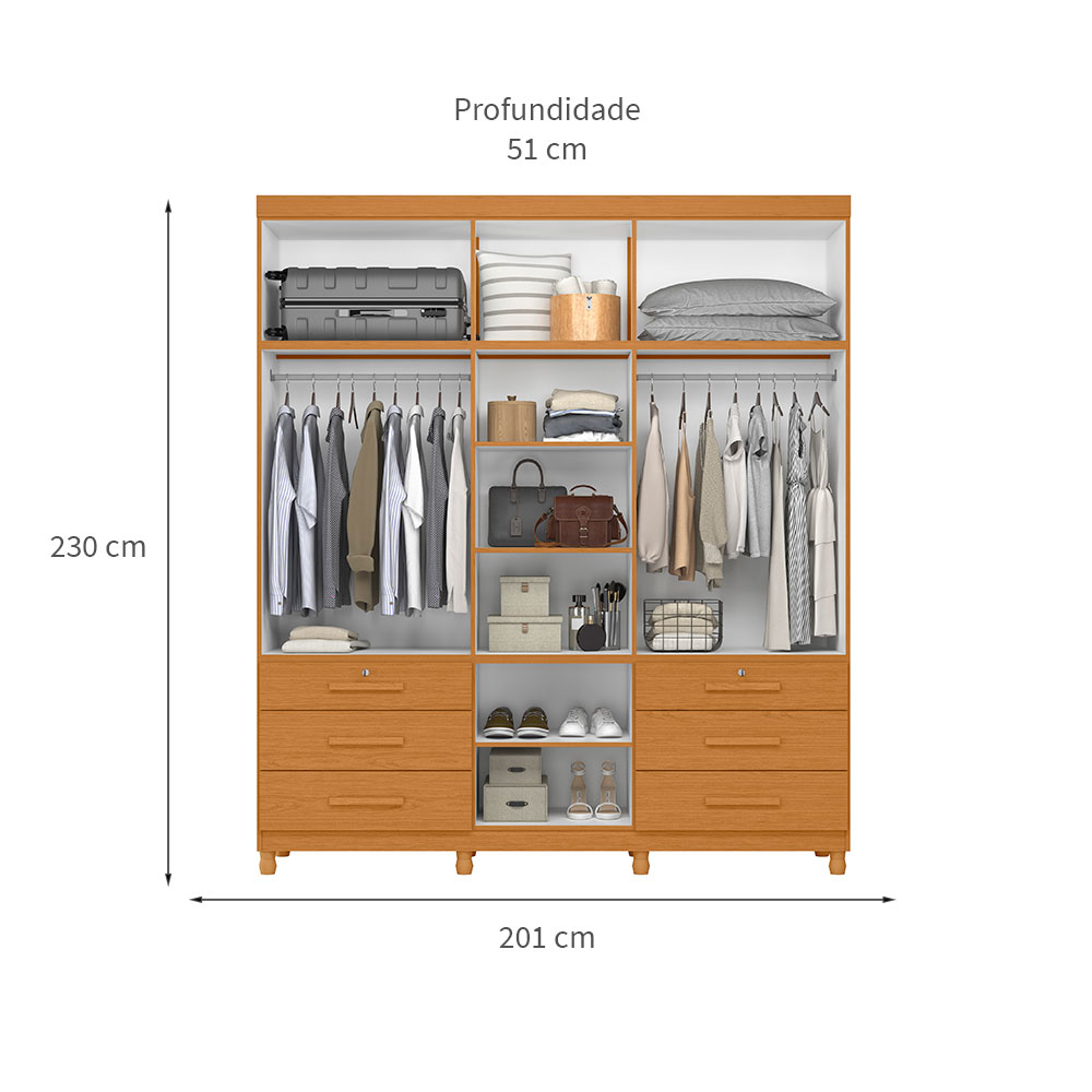Guarda-Roupa Casal Triton 11 Portas 6 Gavetas Cinamomo