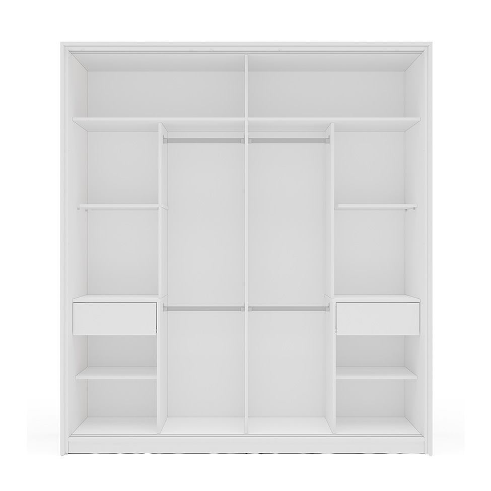 Guarda-Roupa Casal Valência 2 Portas 2 Gavetas Branco e Azul