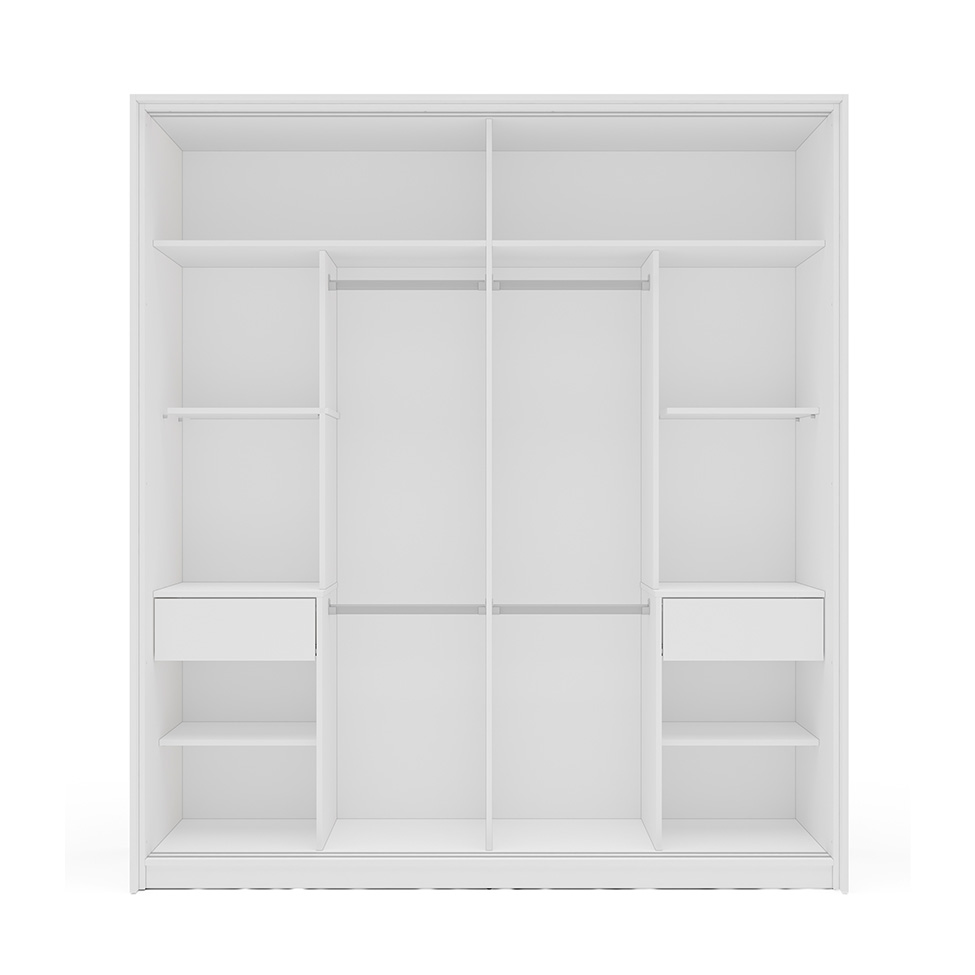 Guarda-Roupa Casal Valência 2 Portas 2 Gavetas Branco e Cinza