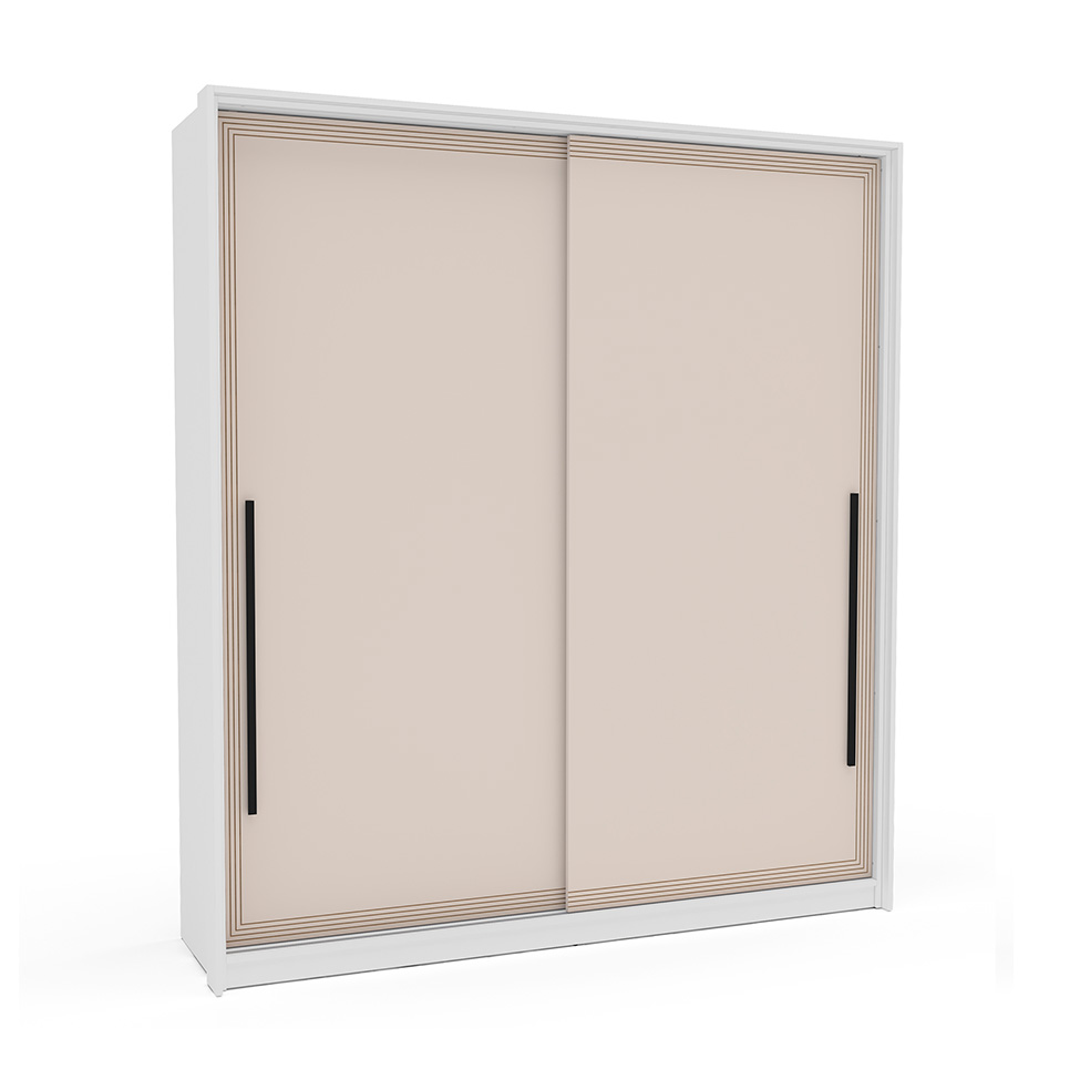 Guarda-Roupa Casal Valência 2 Portas 2 Gavetas Branco e Creme