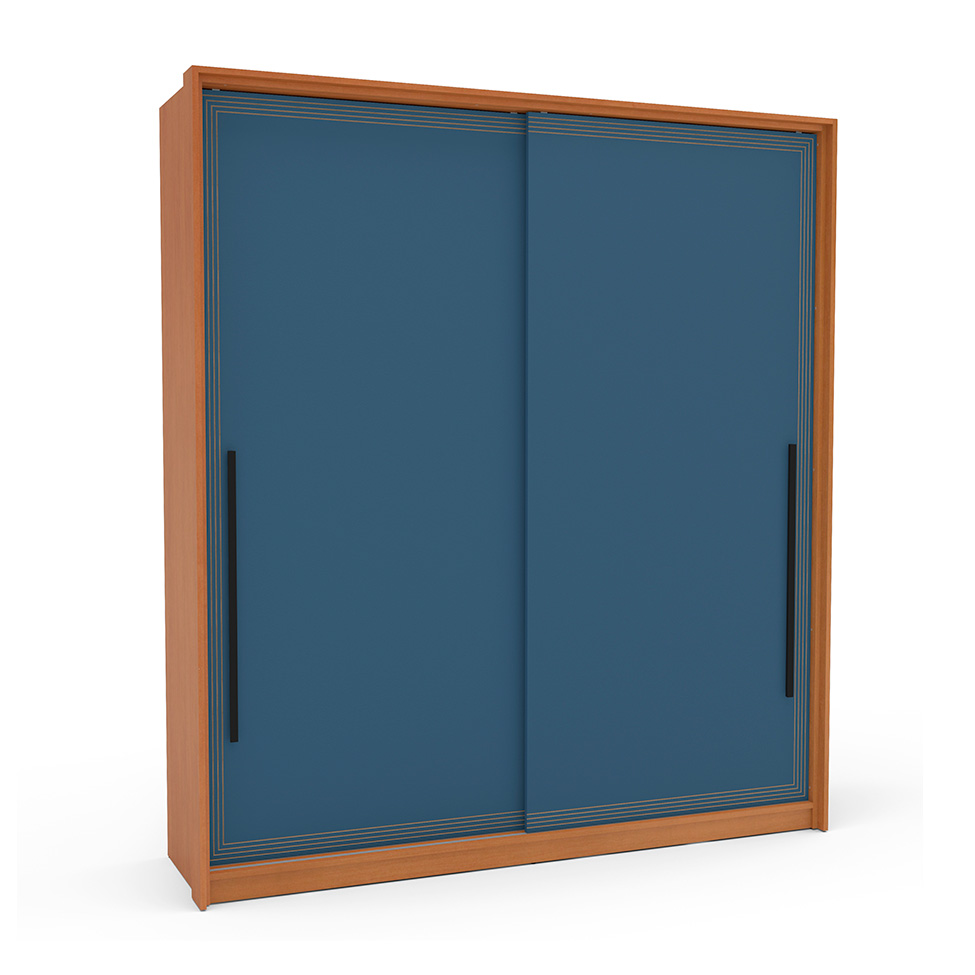 Guarda-Roupa Casal Valência 2 Portas 2 Gavetas Freijó e Azul