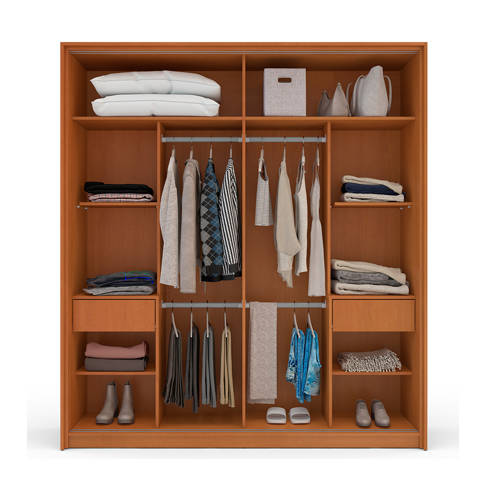 Guarda-Roupa Casal Valência 2 Portas 2 Gavetas Freijó e Branco
