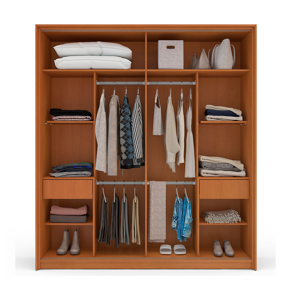 Guarda-Roupa Casal Valência 2 Portas 2 Gavetas Freijó e Creme