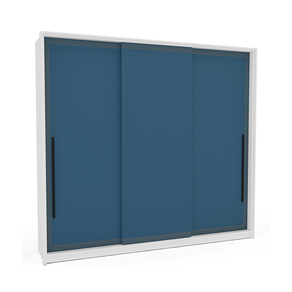 Guarda-Roupa Casal Valência 3 Portas 4 Gavetas Branco e Azul
