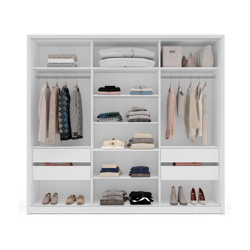 Guarda-Roupa Casal Valência 3 Portas 4 Gavetas Branco e Azul