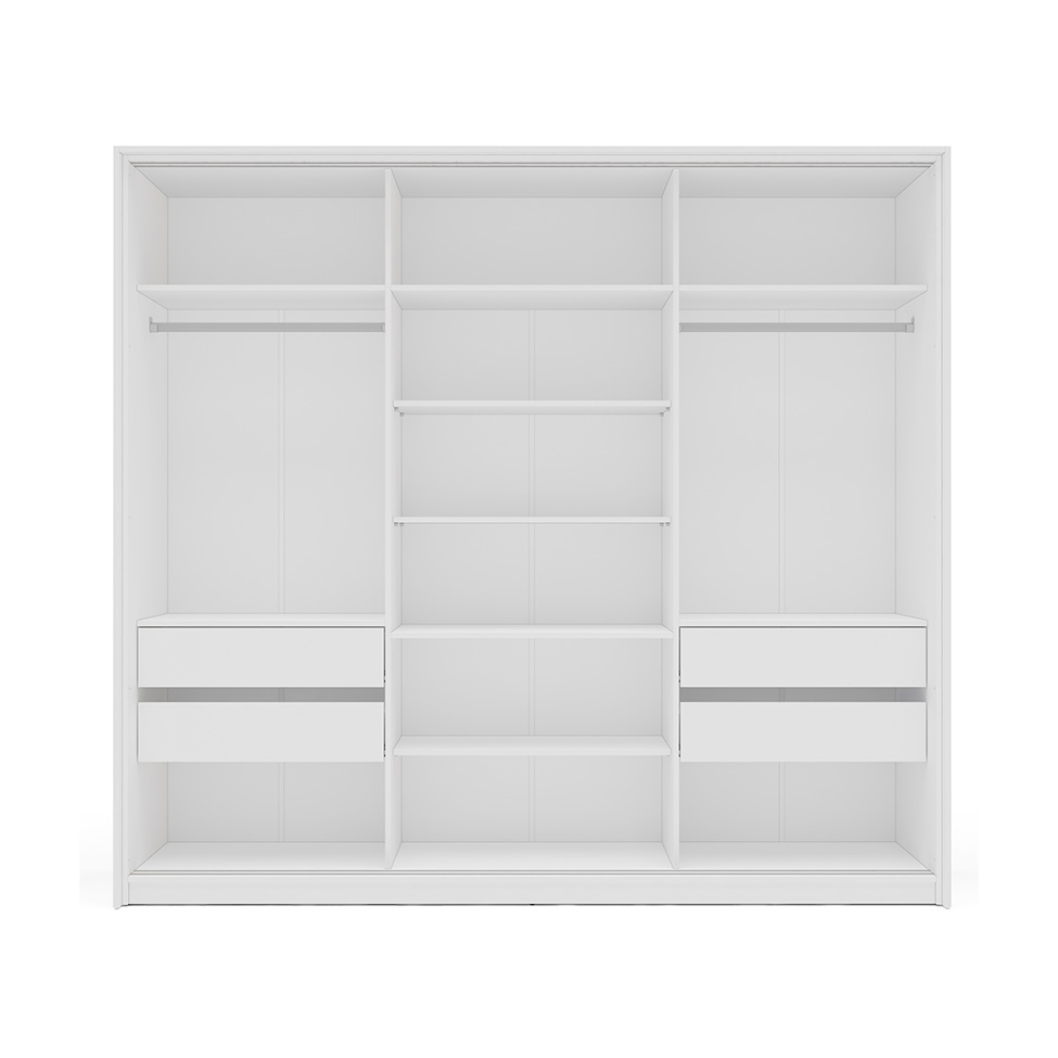 Guarda-Roupa Casal Valência 3 Portas 4 Gavetas Branco e Azul