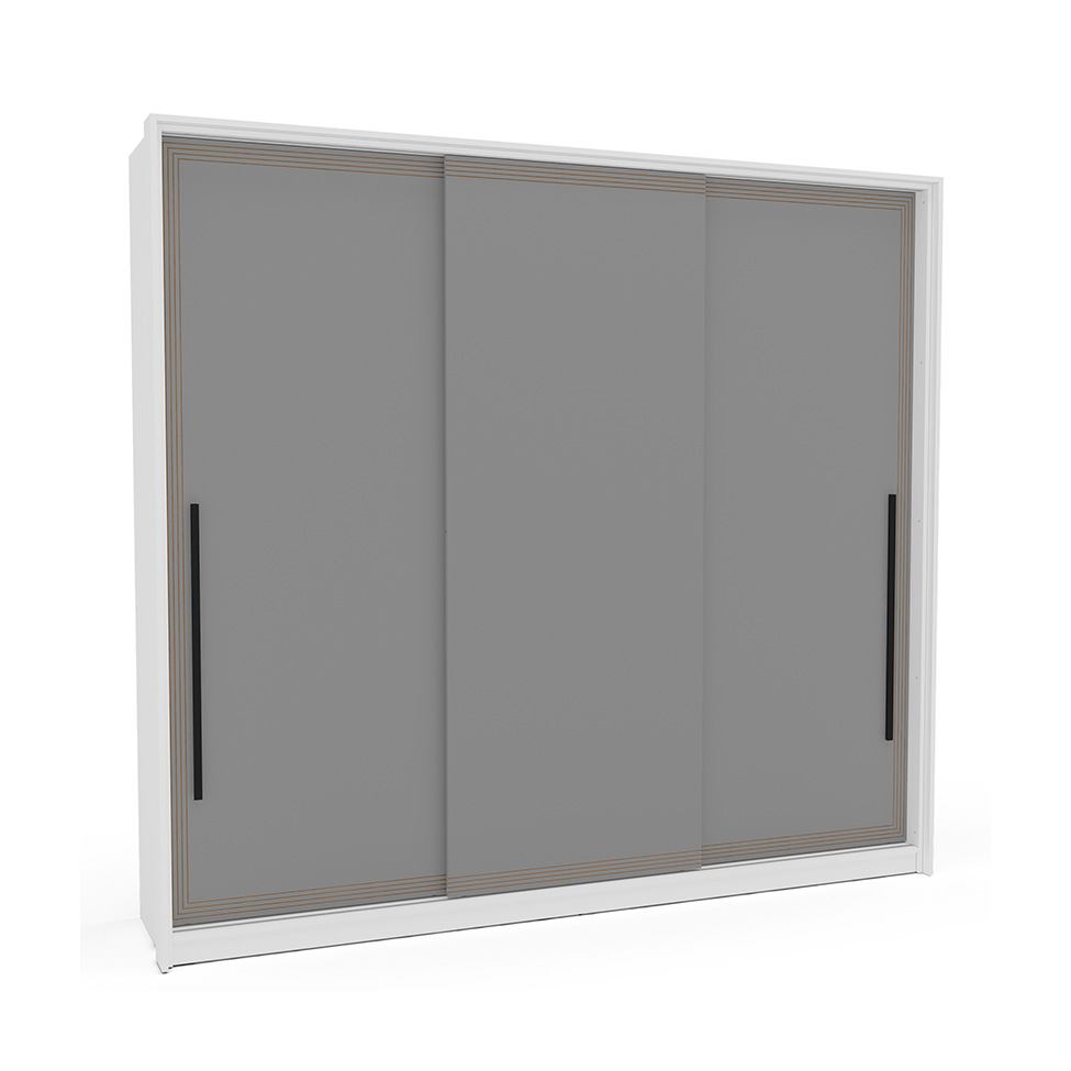 Guarda-Roupa Casal Valência 3 Portas 4 Gavetas Branco e Cinza