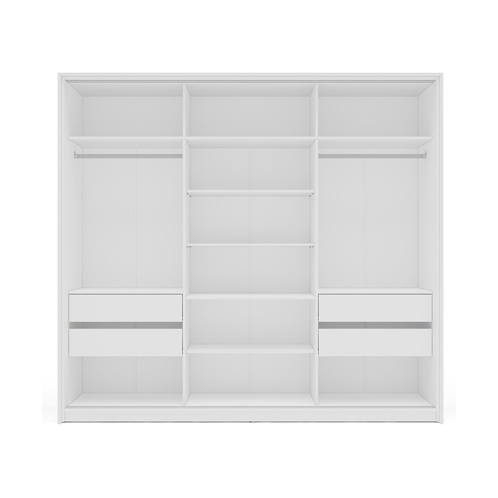 Guarda-Roupa Casal Valência 3 Portas 4 Gavetas Branco e Creme