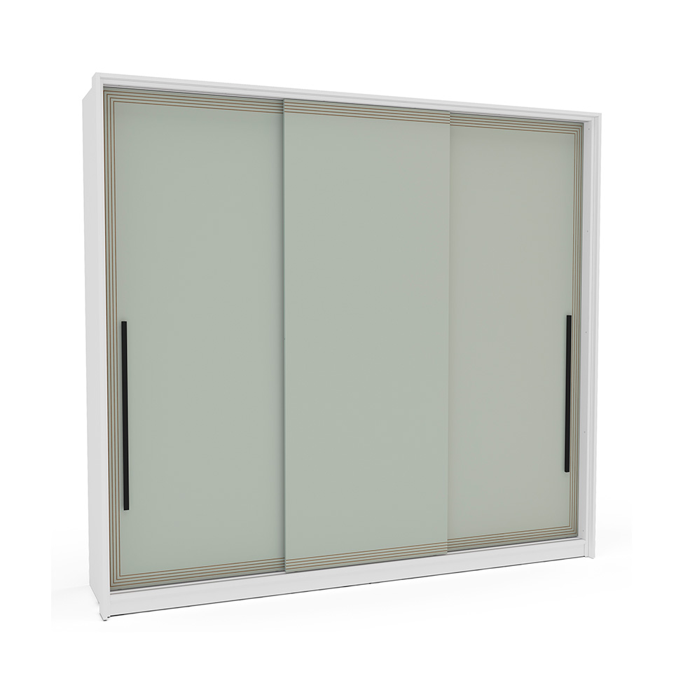 Guarda-Roupa Casal Valência 3 Portas 4 Gavetas Branco e Verde