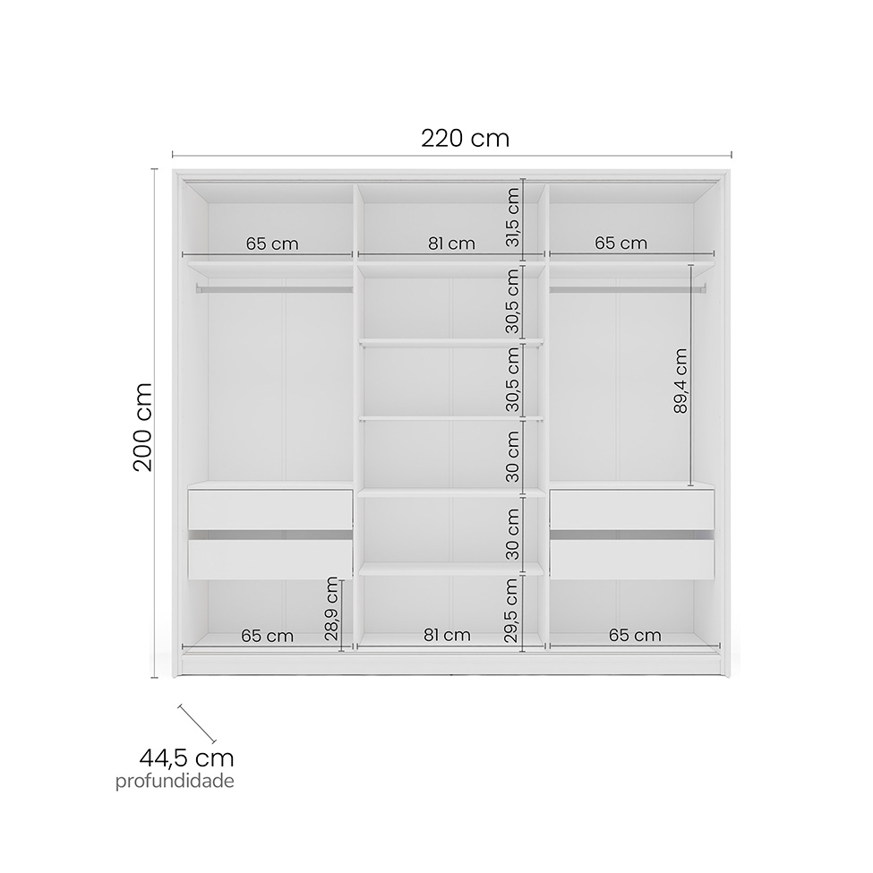 Guarda-Roupa Casal Valência 3 Portas 4 Gavetas Branco e Verde
