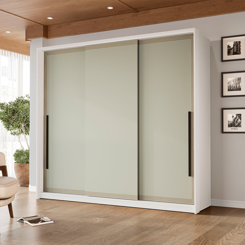 Guarda-Roupa Casal Valência 3 Portas 4 Gavetas Branco e Verde