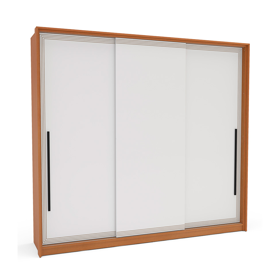 Guarda-Roupa Casal Valência 3 Portas 4 Gavetas Freijó e Branco