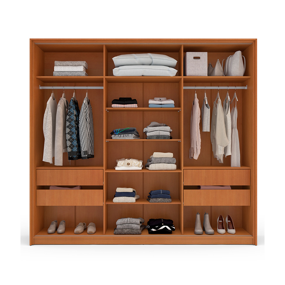 Guarda-Roupa Casal Valência 3 Portas 4 Gavetas Freijó e Creme