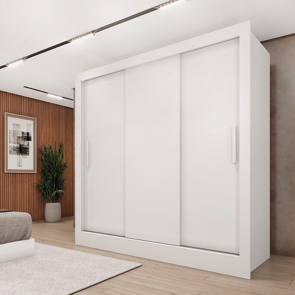 Guarda-Roupa Casal Valência 3 Portas 4 Gavetas Neve