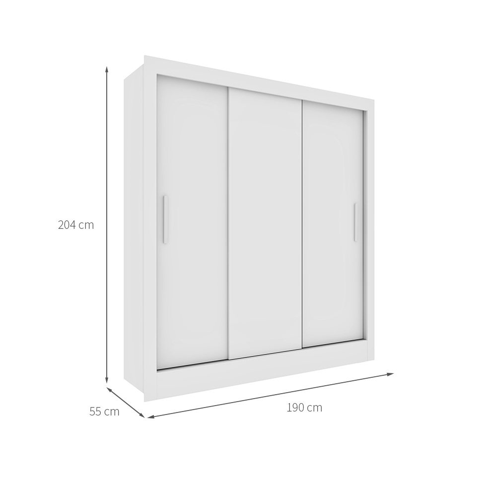 Guarda-Roupa Casal Valência 3 Portas 4 Gavetas Neve