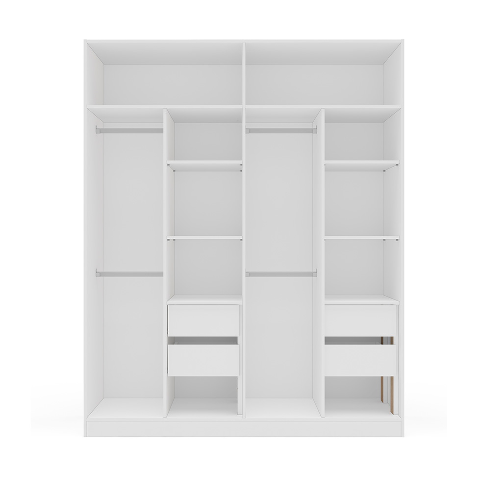 Guarda-Roupa Casal Valência 4 Portas 4 Gavetas Branco