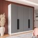 Guarda-Roupa Casal Valência 4 Portas 4 Gavetas Branco e Cinza