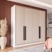 Guarda-Roupa Casal Valência 4 Portas 4 Gavetas Branco e Creme