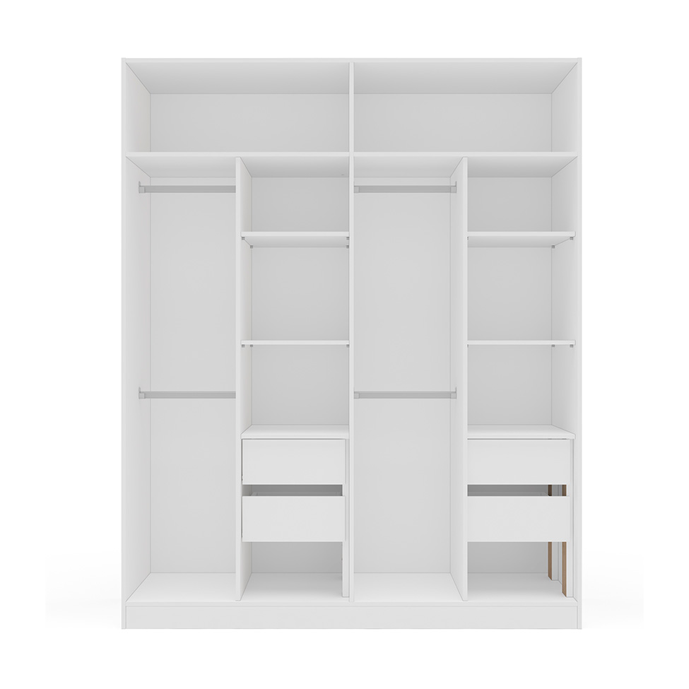 Guarda-Roupa Casal Valência 4 Portas 4 Gavetas Branco e Creme