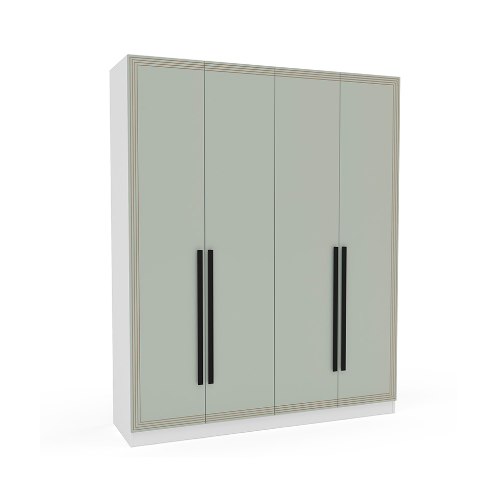 Guarda-Roupa Casal Valência 4 Portas 4 Gavetas Branco e Verde