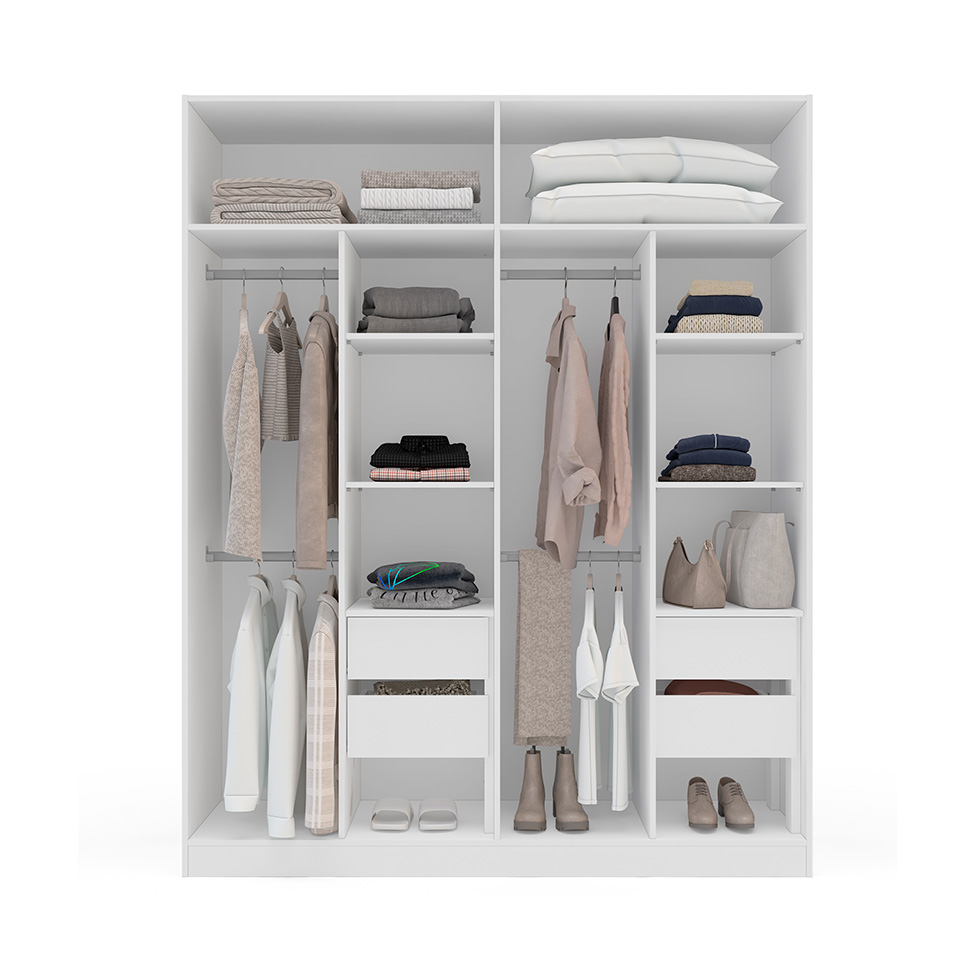 Guarda-Roupa Casal Valência 4 Portas 4 Gavetas Branco e Verde