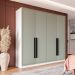 Guarda-Roupa Casal Valência 4 Portas 4 Gavetas Branco e Verde