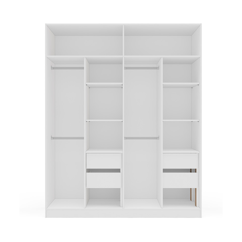Guarda-Roupa Casal Valência 4 Portas 4 Gavetas Branco e Verde