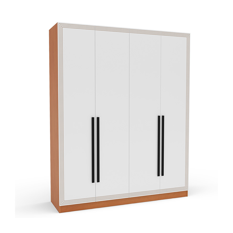 Guarda-Roupa Casal Valência 4 Portas 4 Gavetas Freijó e Branco