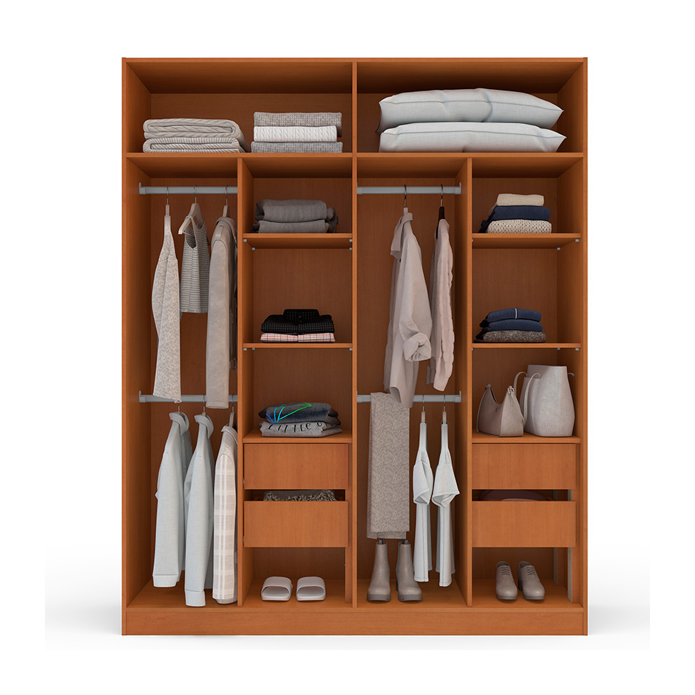 Guarda-Roupa Casal Valência 4 Portas 4 Gavetas Freijó e Branco