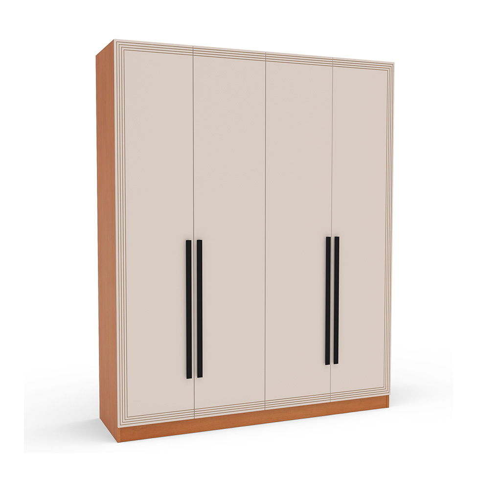 Guarda-Roupa Casal Valência 4 Portas 4 Gavetas Freijó e Creme