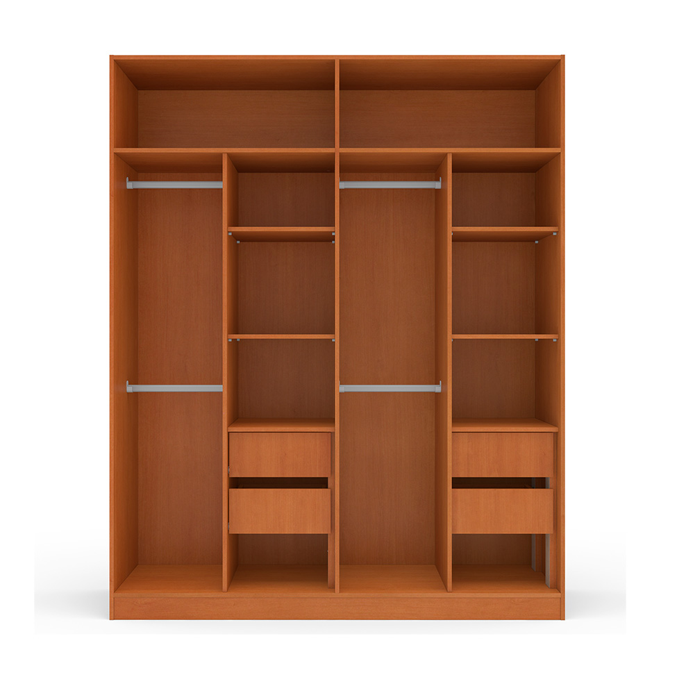 Guarda-Roupa Casal Valência 4 Portas 4 Gavetas Freijó e Creme