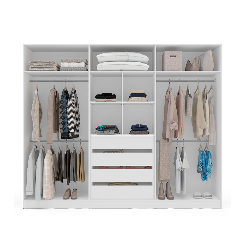 Guarda-Roupa Casal Valência 6 Portas 4 Gavetas Branco